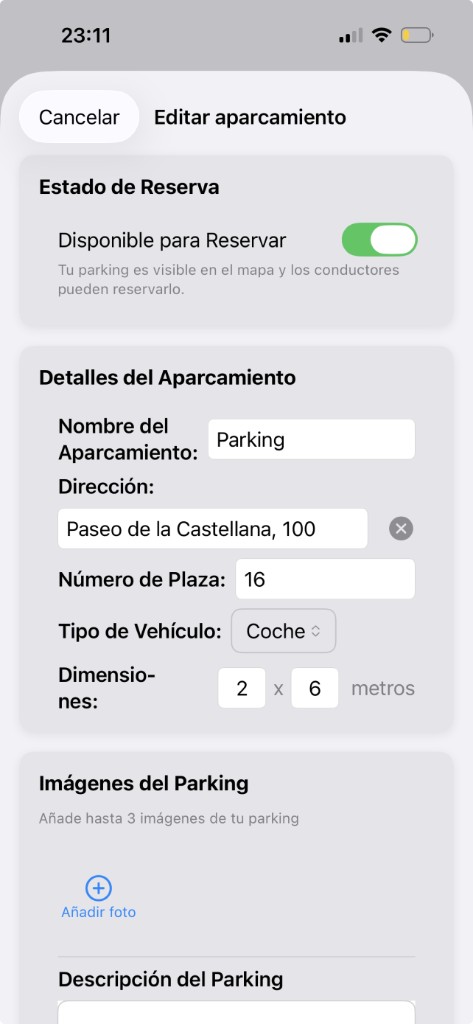 Listing a parking space on Sublocus