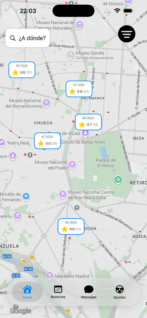 Comparing parking prices and ratings on Sublocus